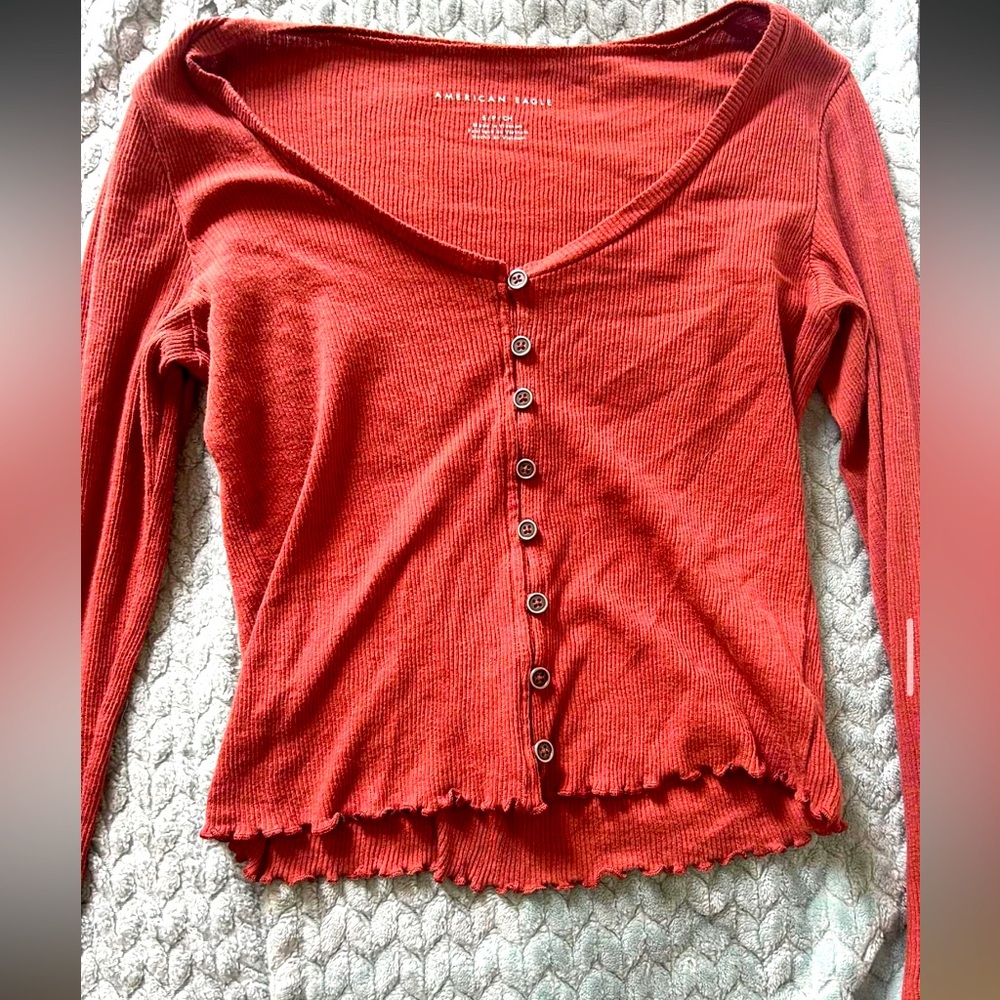 Maroon Long sleeved American Eagle Top